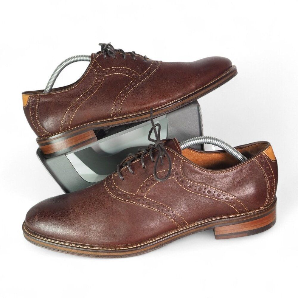 Johnston & Murphy Warner Plain Toe Leather Oxfords 20-6943 Brown Men's 10.5D